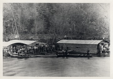 Men generally did not live in towns when they worked timber.  Instead, they came in from outlying areas, lived in groups in barracks, and went home over the weekends.  Here they lived in arks on the river.