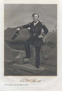 An engraving of Rear Admiral Andrew H. Foote, U.S.N. by Alonso Chappel. The engraving is a likeness from a recent photograph from life.
