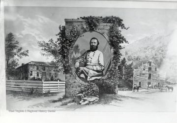 Stonewall Jackson and his boyhood home situated on the West Fork River in Lewis County, W. Va.
