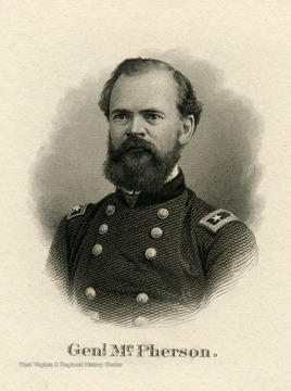 Engraved portrait of General James Birdseye McPherson.