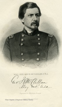 Engraved portrait of Major General George B. McClellan.