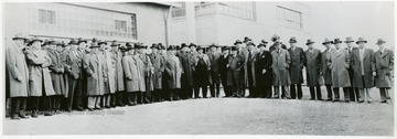 Group portrait of coal officials posing for picture during a Consolidation Coal Co. Inspection trip.