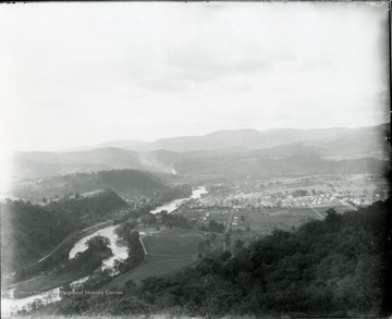 General view of Alderson, W.Va. from Indian View on Muddy Creek Mountain.  Mountains surrounding the town of Alderson.