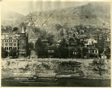 A close-up view of Charleston, West Virginia in 1901.