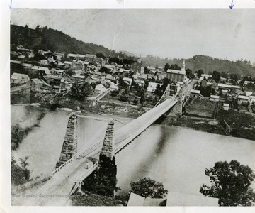 View of Morgantown, West Virginia from the Westover side of the Suspension Bridge.