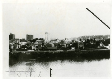 'Looking South West from Monongalia River Bridge to Baltimore and Ohio Depot and Hotel Morgan.'