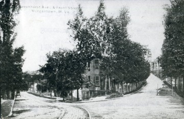 A picture postcard of Beechurst Avenue and Front Street in Morgantown, West Virginia.