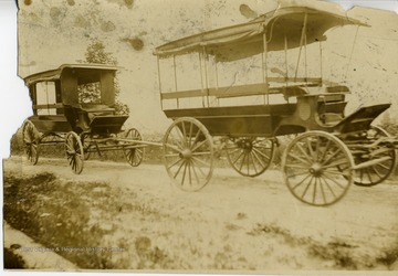 Two wagon vehicles used for transporation in South Park.