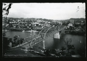A picture postcard of a view of Morgantown, West Virginia from Westover.
