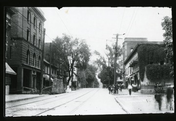 A view of High Street and Chancery Row in Morgantown, West Virginia.
