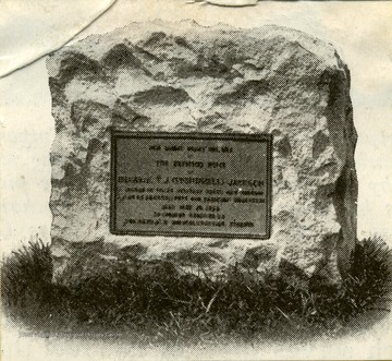A view of the memorial stone that marks the site of 'Stonewall' Jackson's old home.