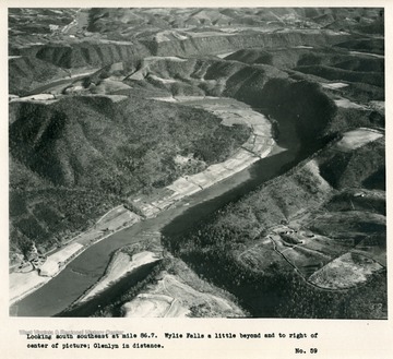 'Looking south southeast at mile 86.7.  Wylie Falls a little beyond and to right of center of picture; Glenlyn in distance.'