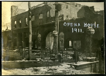 A view of burned down Opera House in Clarksburg.