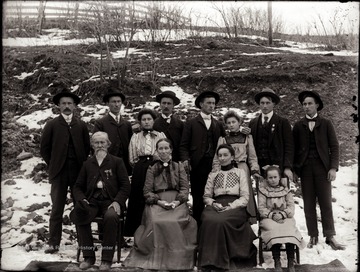 Seated left to right:  Gottlieb Farhner (born February 1839 in Zurich, Switzerland; died April 1915); Catherine Christine Lorenz Fahrner (born March 1852 in Wittenburg, Germany); Louisa; Anna.  Standing left to right: Gottlieb; Willie; Mary; Henry; Dan; Ruth; John; Ben.