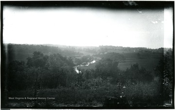 A view of Antietam Battlefield from Pry House (McClellan's headquarters) looking between East and West woods; the photograph taken on Wednesday at 4:48 pm; 97.D.I.C.166.