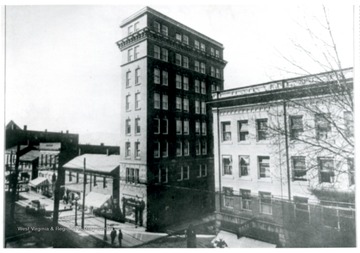 A view of Union Utilities Building (left) on the corner of High Street and Fayette Street.