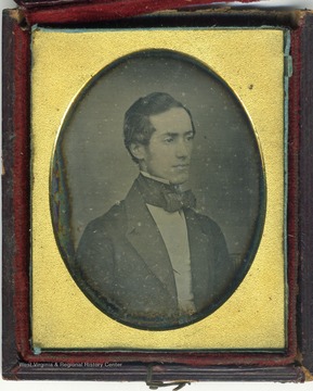 Daguerreotype portrait of Nathaniel Alcock Bailee [Baillie], married Mary Matilda Biglow in 1852. After the Civil War he was a chief civil engineer during the construction of the Chesapeake &amp; Ohio Railroad through the Kanawha Valley.