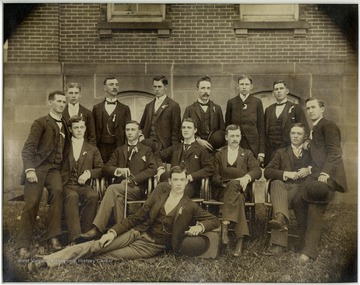 Group portait of unidentified fraternity members at West Virginia University. [No. 13a]