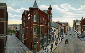 Showing Market and South Streets and Flat Iron Building.