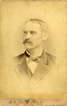 Inscription on back of cabinet card reads: "Your agnostic friend M.S. Holt. "Christmas" 1885".  Dr. Holt was the father of U. S. Senator Rush D. Holt.