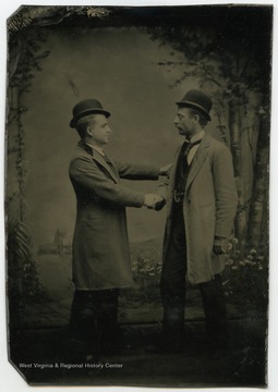 Portrait of Howard Wells and Frank Reynolds from a photograph album of late nineteenth century images featuring residents of Keyser, W. Va.