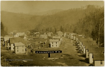 This image is part of the Thompson Family of Canaan Valley Collection. The Thompson family played a large role in the timber industry of Tucker County during the 1800s, and later prospered in the region as farmers, business owners, and prominent members of the Canaan Valley community.View of Jenningston, W. Va., a small logging town.