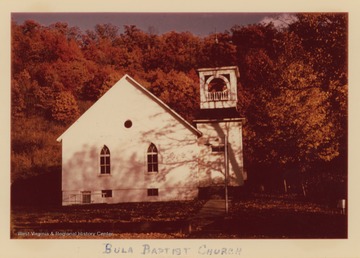 The church was organized in 1861.  The church house was built in 1869 and a new church was dedicated in 1870.  In 1915 Bula Baptist Church joined with Union and West Warren Baptist Churches.