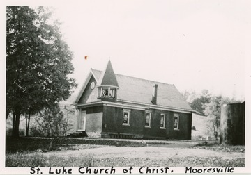 The date the church was organized is unknown, but likely between 1860 and 1870.  A frame church was built in 1890 but destroyed by fire in 1913.  The name then changed to St. Luke Christian Church and a new building was erected in 1918. 