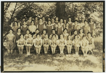 The girls pose together for a group photo. Subjects unidentified.