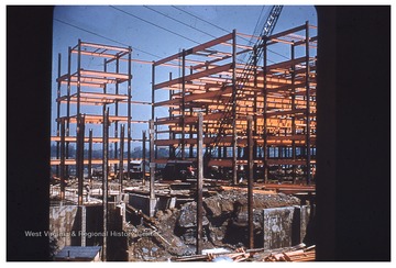 Steel framing and foundtation of the future West Virginia University Medical Center