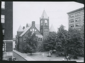 Southeast view of the courthouse which is located on High Street. 