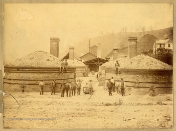 A group of workers pose at the Seneca Brick Yard, the facility of the Morgantown Brick Company in Morgantown, W. Va.