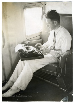 Carl B. Allen on the press flight inaugurating the trans-Pacific passenger service from San Francisco to Manila. 