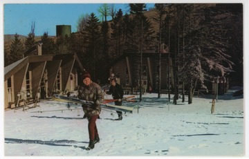 Text on the back reads: "The year-round recreation wonderland. Skiing, fishing, golfing, etc. Near Davis, W. Va."