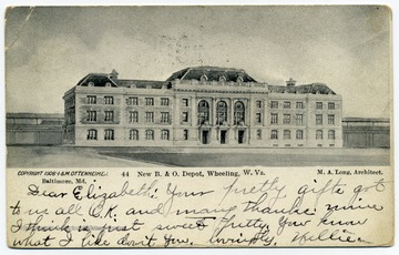 The postcard names M. A. Long as the architect of the building, which today houses the West Virginia Northern Community College. 