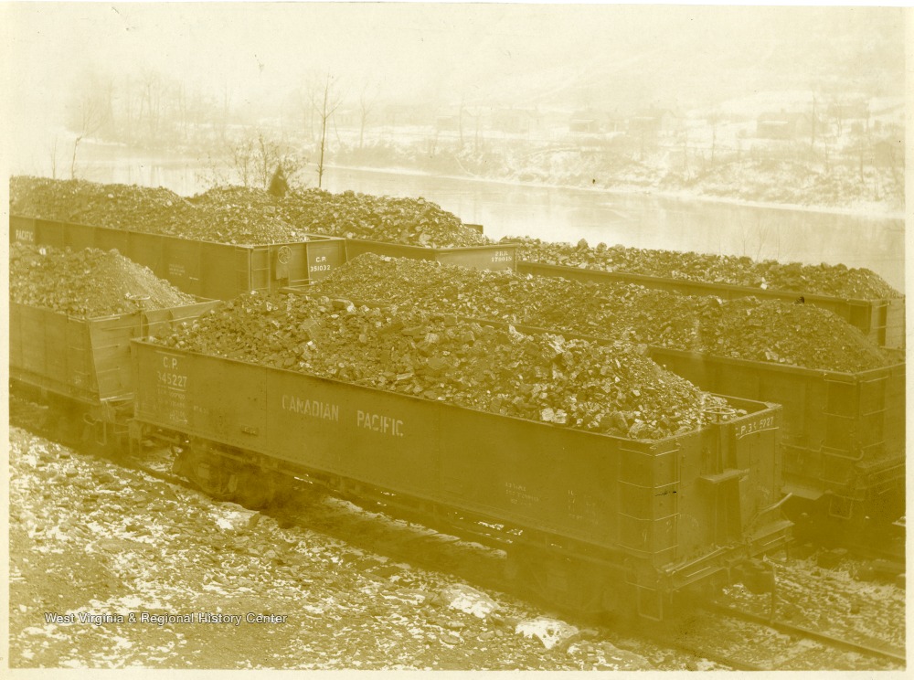 Canadian Pacific train cars filled with coal in Monongalia County