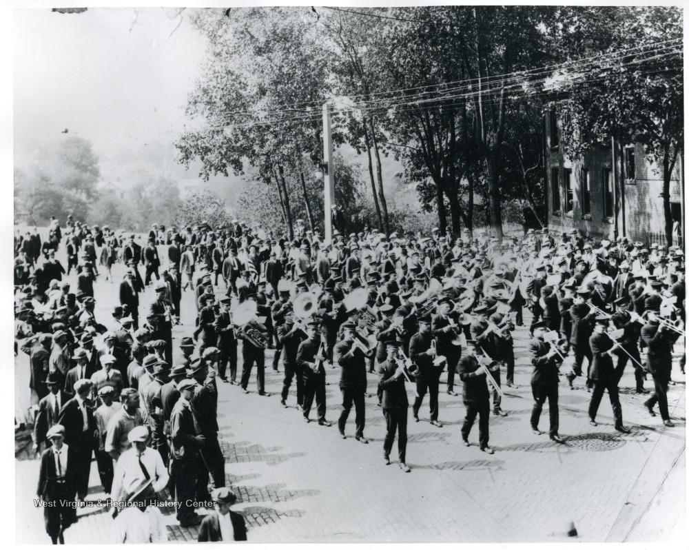 Marching Band in a Parade West Virginia History OnView WVU Libraries