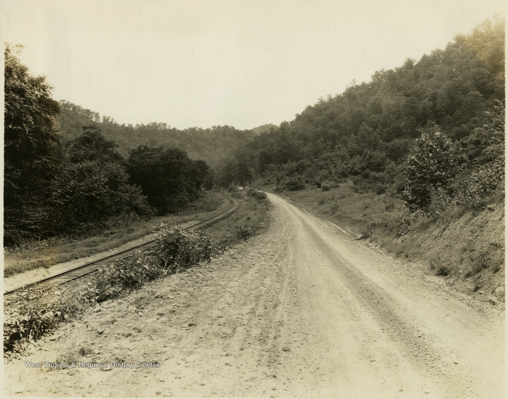 Road and Railroad Tracks Leading into Lenore, Mingo County, W. Va. West Virginia History