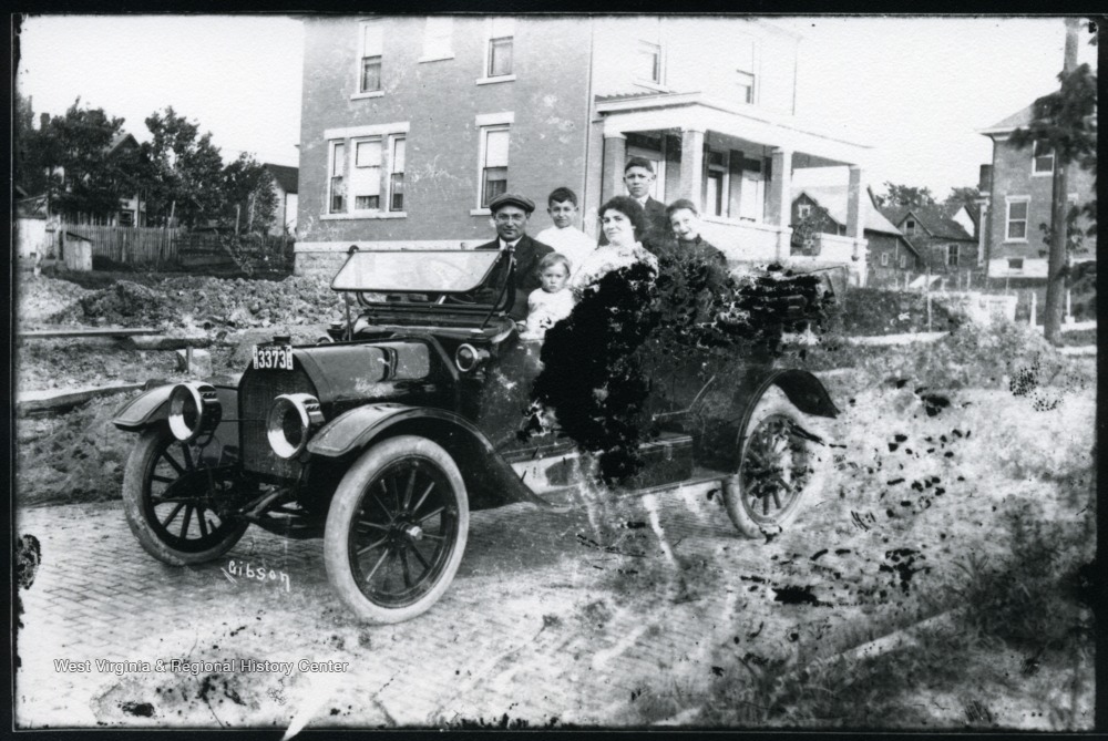 Family in an Early Model Car, Preston County, W. Va. - West Virginia