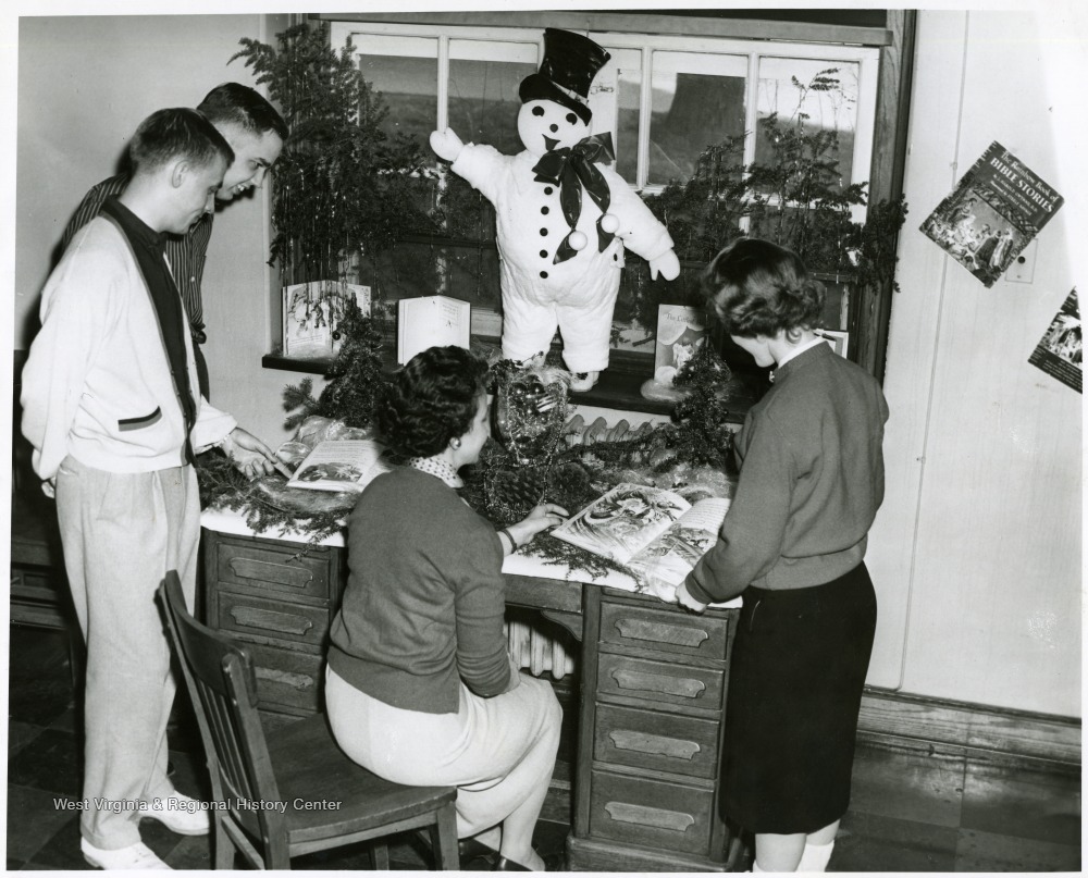 Students with Christmas Decorations, West Virginia University West