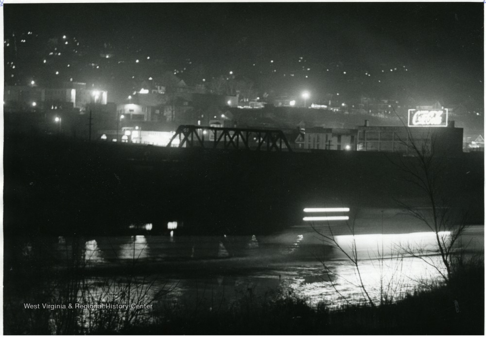 Night Scene of Downtown from Westover, W. Va. West