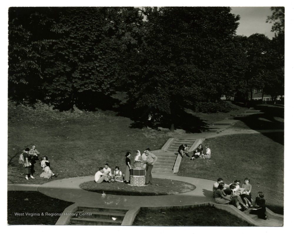 Students Relaxing in the Area Above Armstrong Hall, West Virginia ...