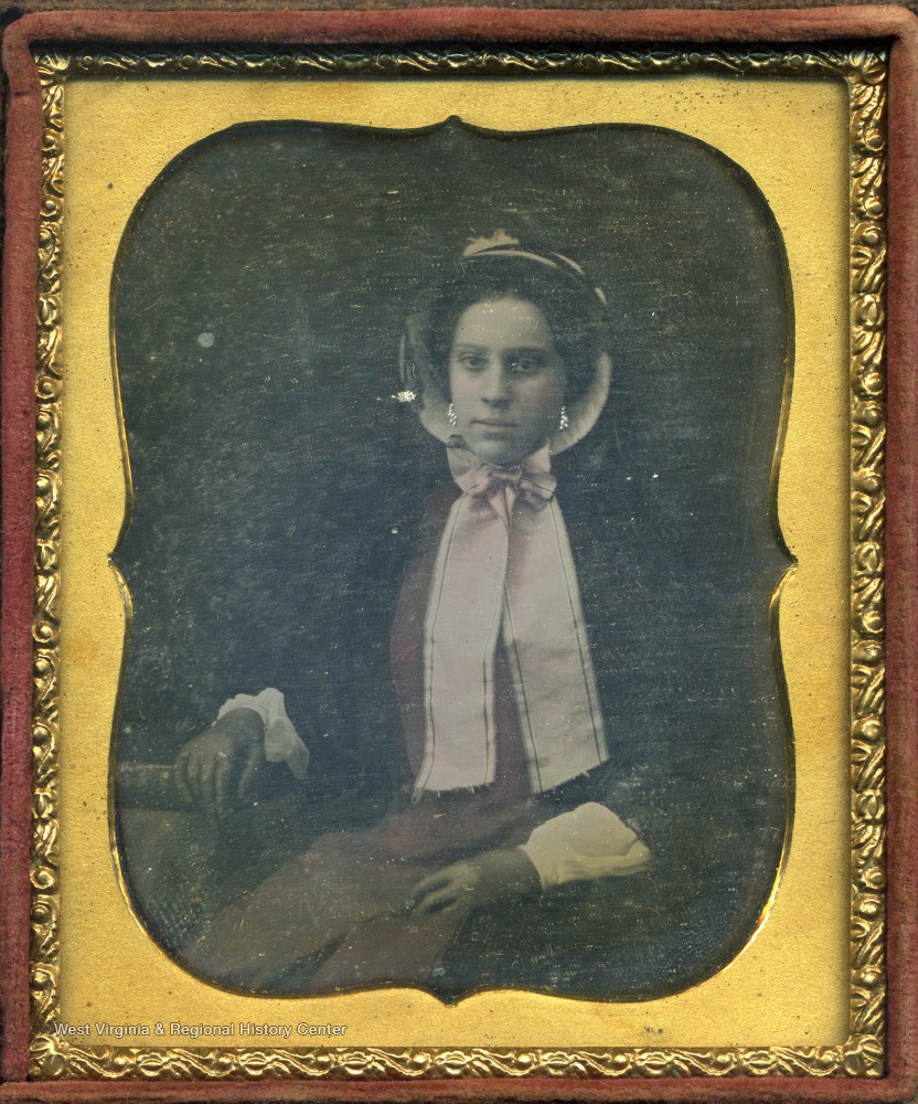 A direct descendent of John Hansford, who was a Kanawha Valley pioneer, Mary married Nathaniel Alcock Bailee[Baillie] in 1852. This cased image is a daguerreotype.