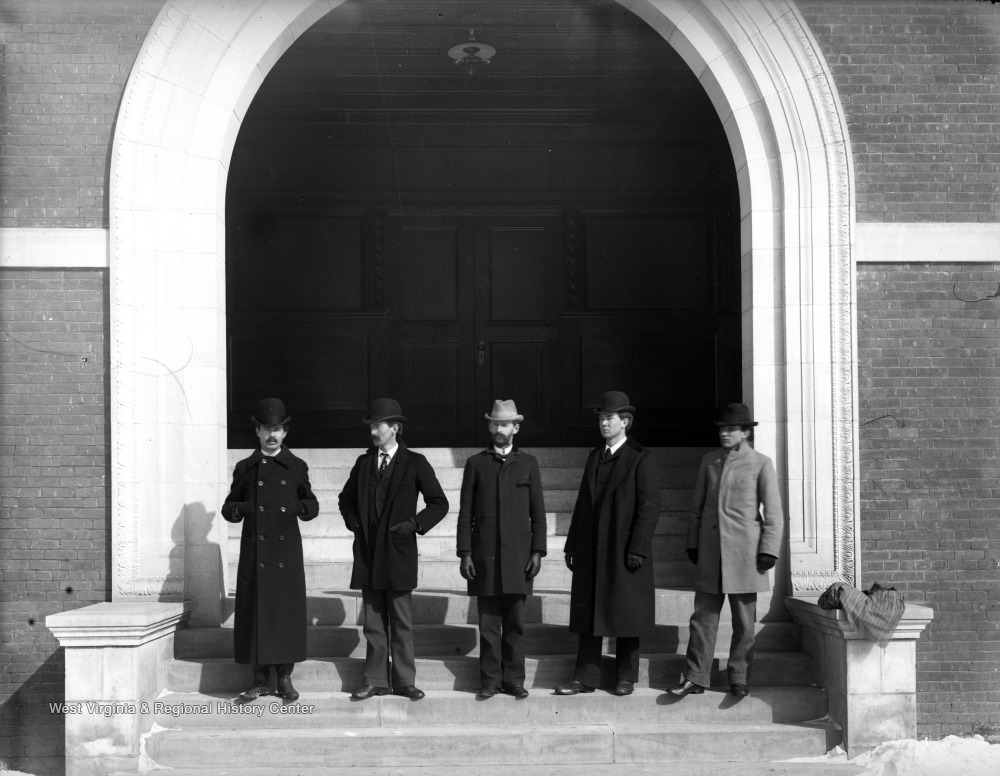 Five West Virginia University Students in Front of Science Hall