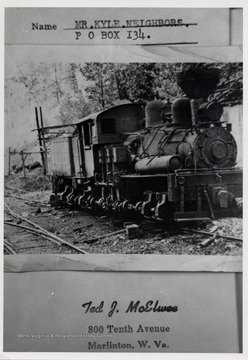 3/4 front view of Shay train engine No. 6.