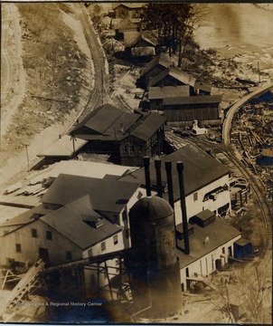 Railroad tracks and Pardee and Curtin Mill in Curtin, W.V.  