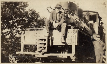 C.H. Holden seated on one of Ranwood Lumber Company's Shay Engines.