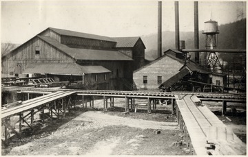 Lumber mill and tracks.
