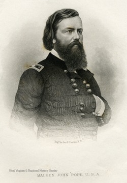 An engraving of Major General John Pope by George E. Perine, NY.