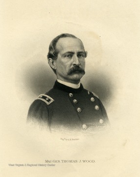 An engraving of Major General Thomas J. Wood by A.H. Ritchie.